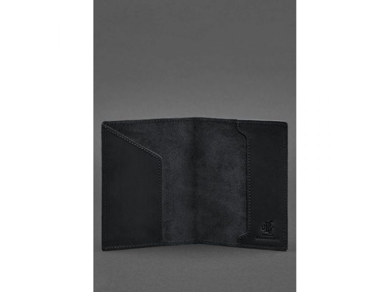 Кожаная обложка для паспорта с канадским гербом темно-синяя Crazy Horse, фото 3