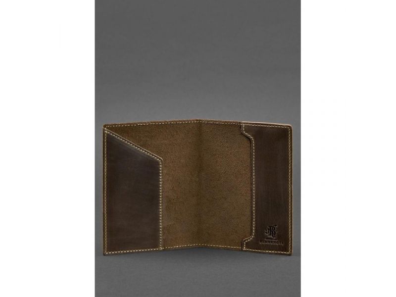 Кожаная обложка для паспорта с канадским гербом темно-коричневая Crazy Horse, фото 3