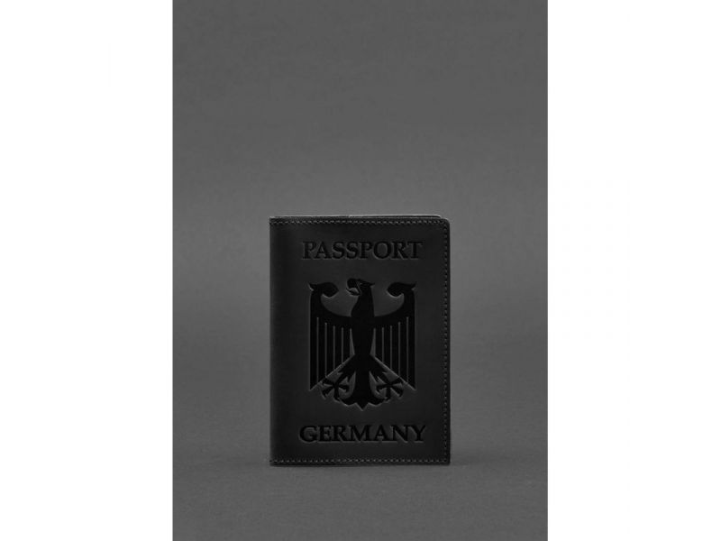 Кожаная обложка для паспорта с гербом Германии черная Crazy Horse, фото 1