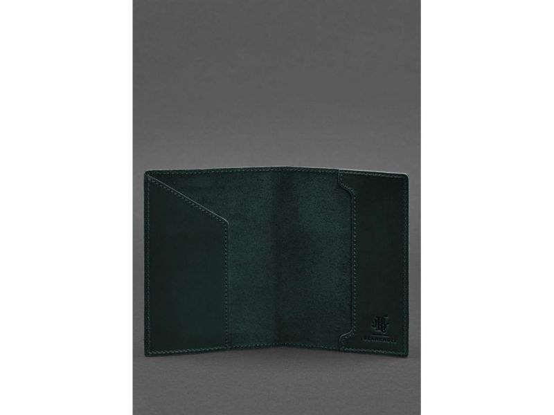 Кожаная обложка для паспорта с гербом Германии зеленая Crazy Horse, фото 3