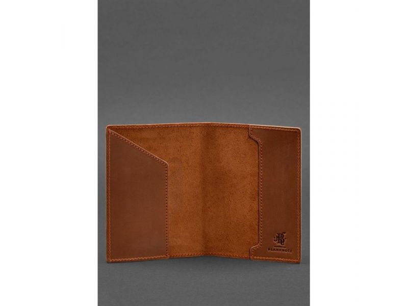 Кожаная обложка для паспорта с гербом Германии светло-коричневая Crazy Horse, фото 3