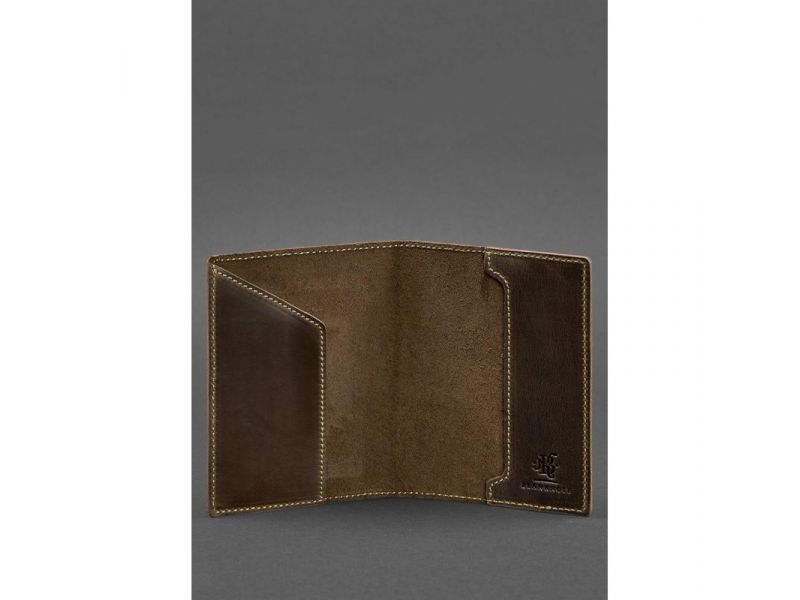 Кожаная обложка для паспорта с гербом Германии темно-коричневая Crazy Horse, фото 3