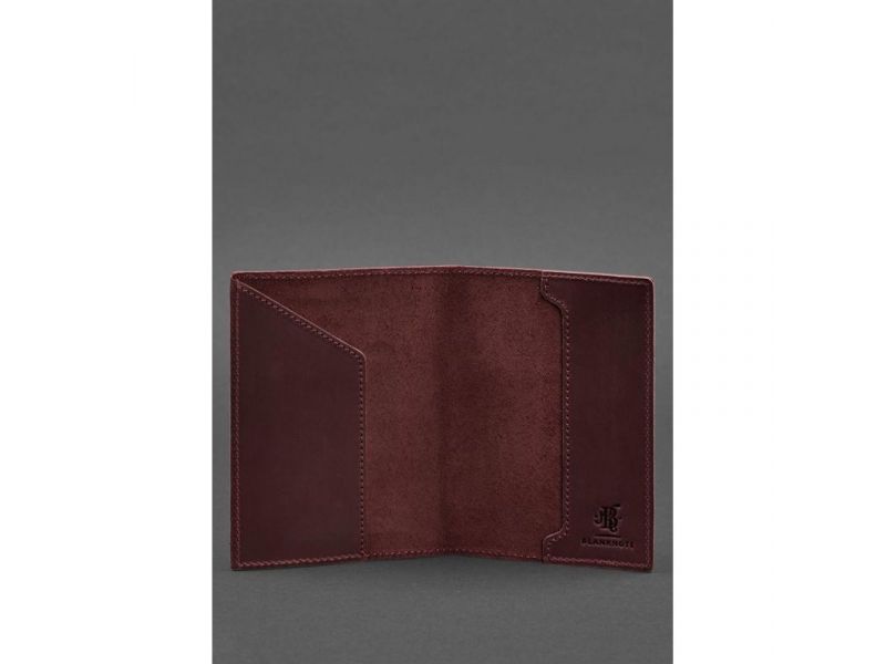 Кожаная обложка для паспорта с гербом Германии бордовая Crazy Horse, фото 3