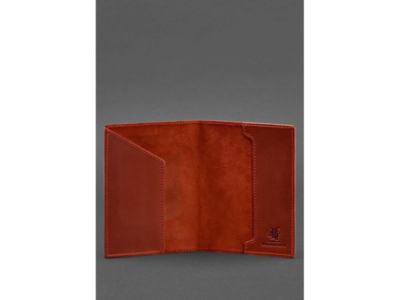 Кожаная обложка для паспорта с польским гербом коралл Crazy Horse, фото 3