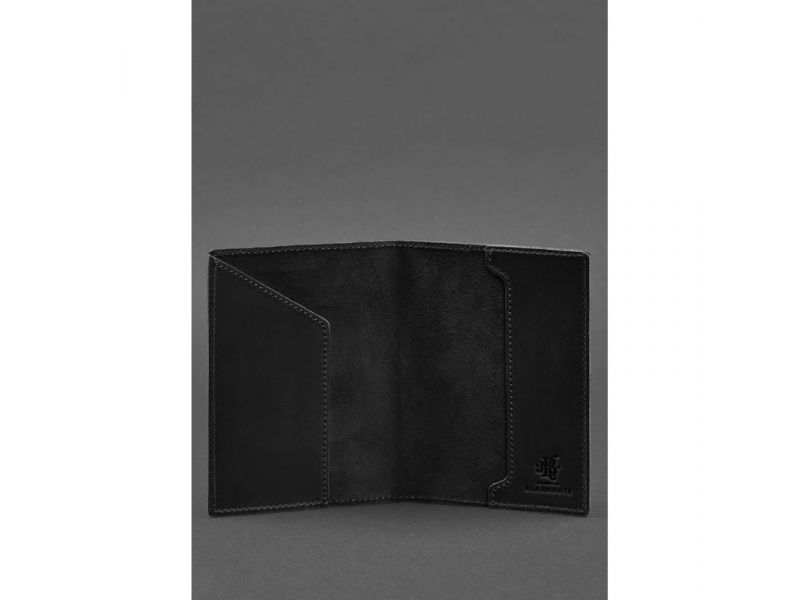 Кожаная обложка для паспорта с польским гербом черная Crazy Horse, фото 3