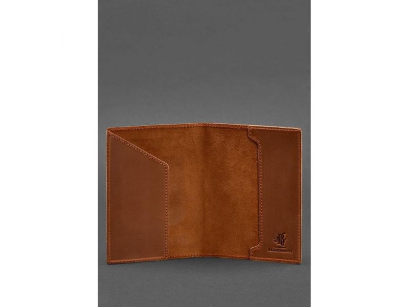 Кожаная обложка для паспорта с польским гербом светло-коричневая Crazy Horse, фото 3