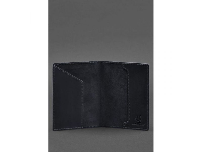 Кожаная обложка для паспорта с польским гербом темно-синяя Crazy Horse, фото 3