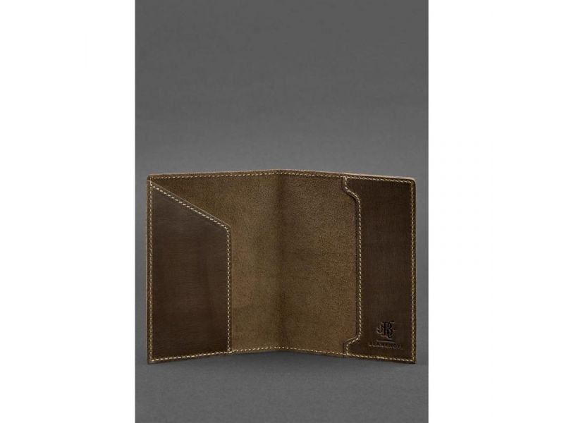 Кожаная обложка для паспорта с польским гербом темно-коричневая Crazy Horse, фото 3