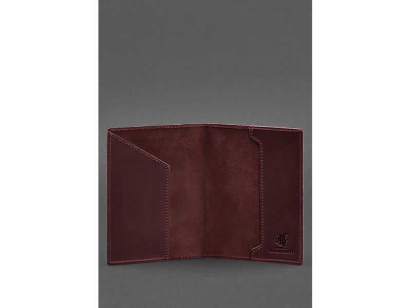 Кожаная обложка для паспорта с польским гербом бордовая Crazy Horse, фото 3