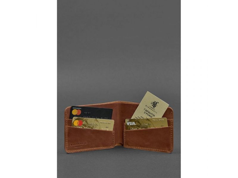 Мужское кожаное портмоне 4.1 (4 кармана) светло-коричневое Crazy Horse, фото 2
