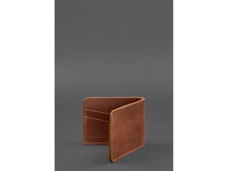 Мужское кожаное портмоне 4.1 (4 кармана) светло-коричневое Crazy Horse, фото 4