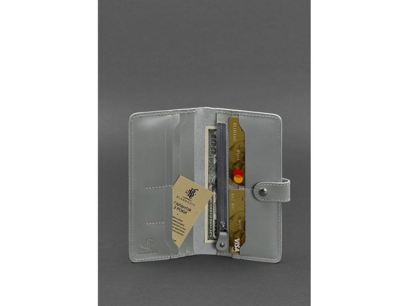 Кожаное портмоне 7.0 серое, фото 2