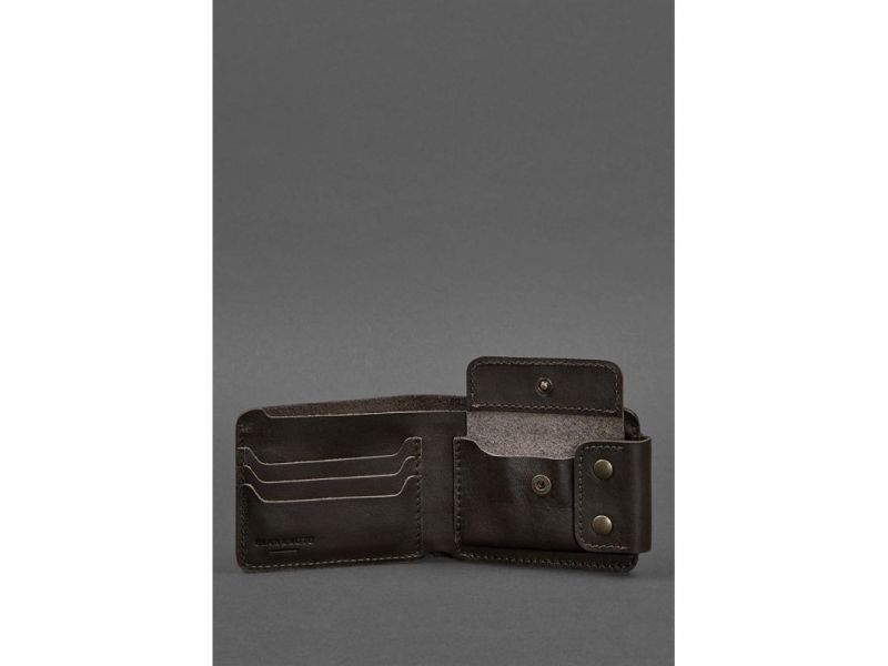 Мужское кожаное портмоне Zeus 9.0 темно-коричневое краст, фото 2