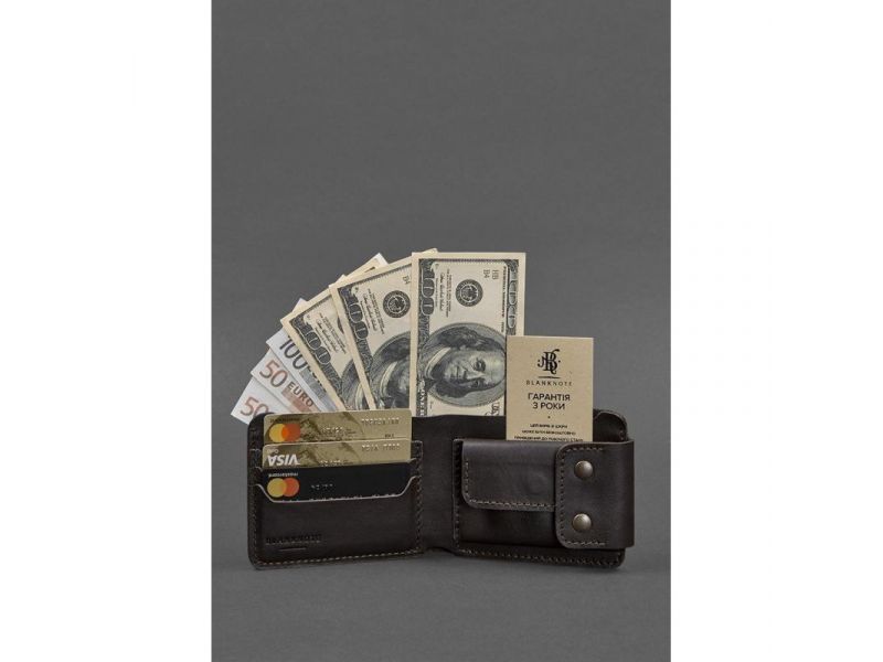 Мужское кожаное портмоне Zeus 9.0 темно-коричневое краст, фото 3