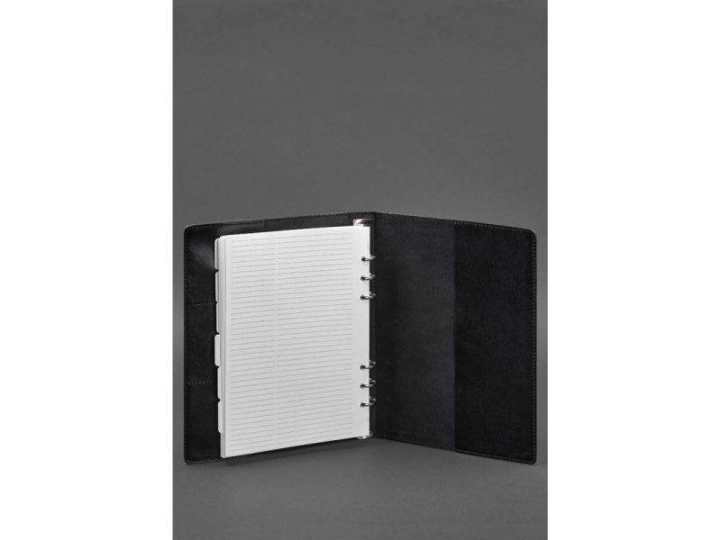 Кожаный блокнот на сегрегаторе (мягкая обложка на кольцах) 13.0 черный, фото 3