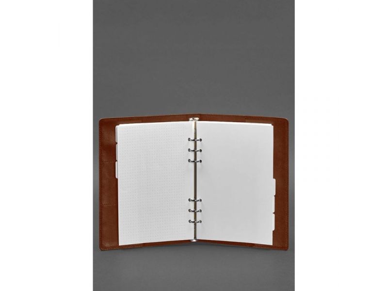 Кожаный блокнот на сегрегаторе (мягкая обложка на кольцах) 13.0 светло-коричневый, фото 2