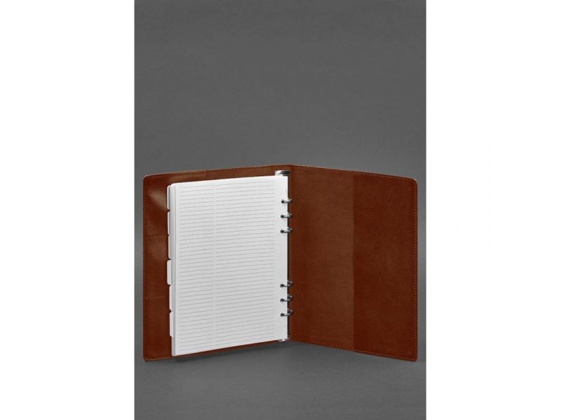 Кожаный блокнот на сегрегаторе (мягкая обложка на кольцах) 13.0 светло-коричневый, фото 3