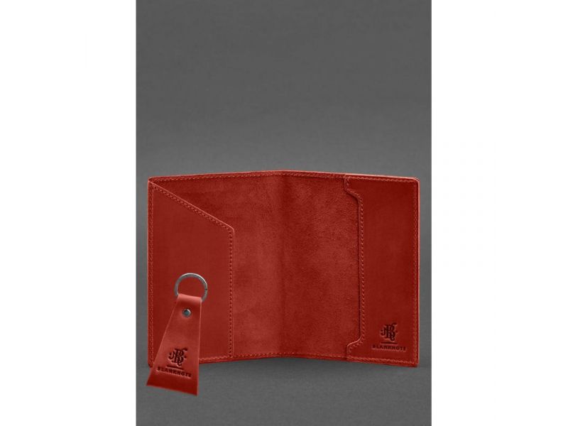 Подарочный набор кожаных аксессуаров с украинской символикой коралл, фото 3