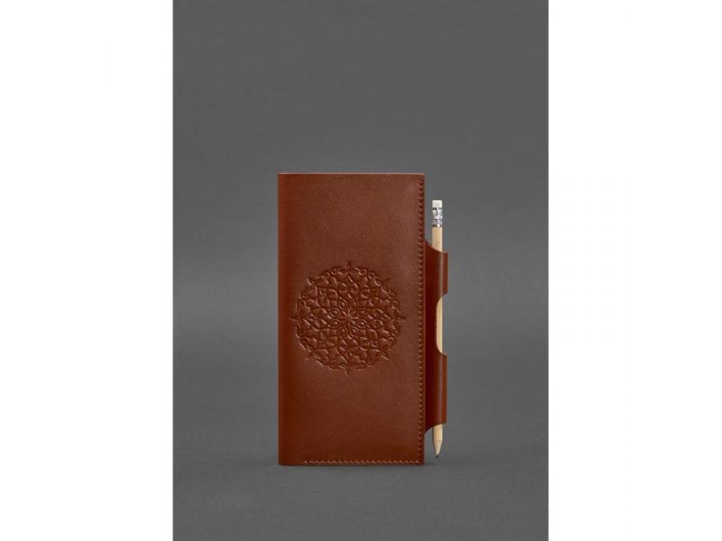 Кожаный тревел-кейс 3.0 светло-коричневый с мандалой краст, фото 1