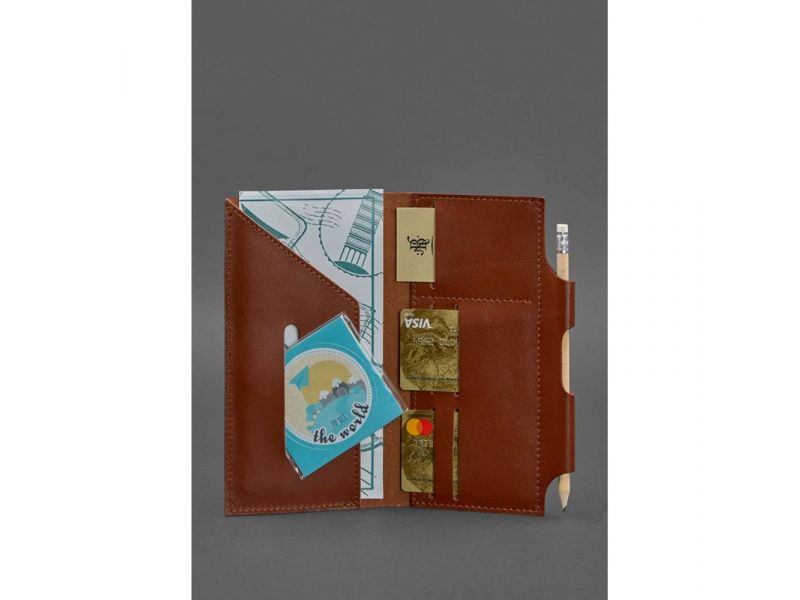 Кожаный тревел-кейс 3.0 светло-коричневый с мандалой краст, фото 2