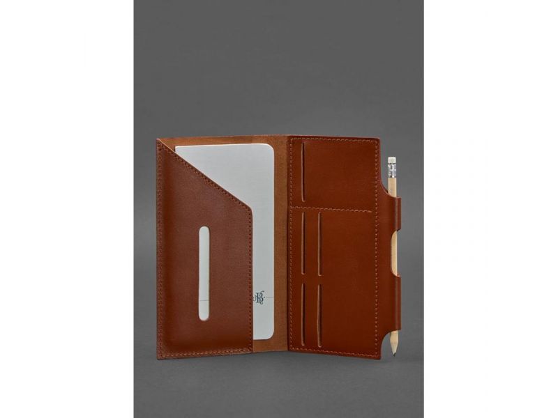 Кожаный тревел-кейс 3.0 светло-коричневый с мандалой краст, фото 3