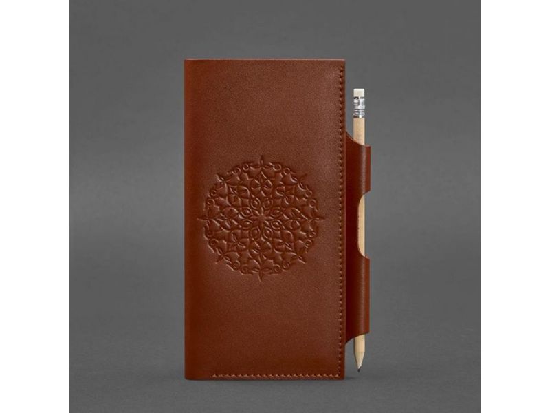 Кожаный тревел-кейс 3.0 светло-коричневый с мандалой краст, фото 5