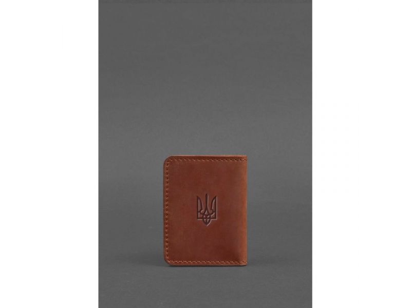 Кожаная обложка для ID-паспорта и водительских прав 4.1 светло-коричневая Crazy Horse с гербом, фото 2