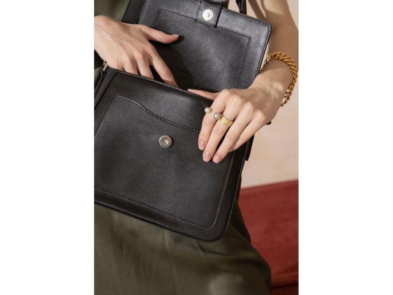 Женская кожаная сумка Jessie черная, фото 4