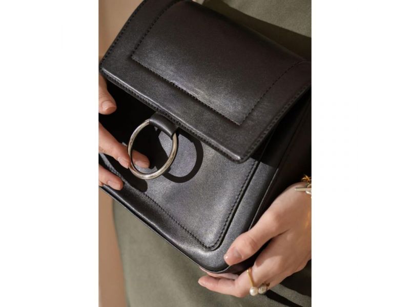 Женская кожаная сумка Jessie черная, фото 5