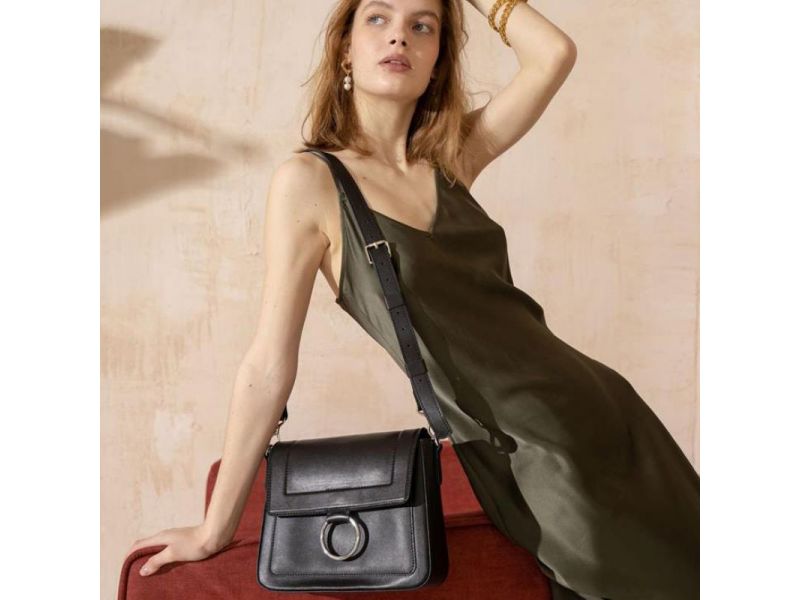 Женская кожаная сумка Jessie черная, фото 6