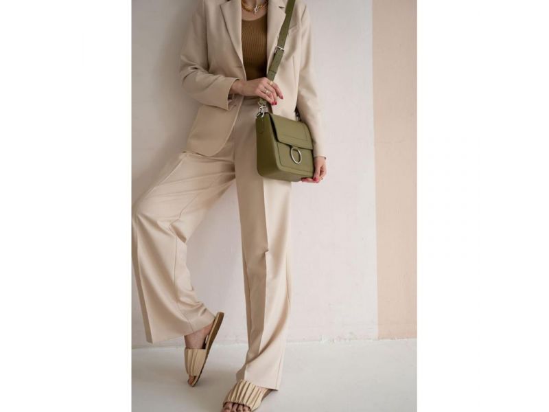 Женская кожаная сумка Jessie оливковая, фото 3