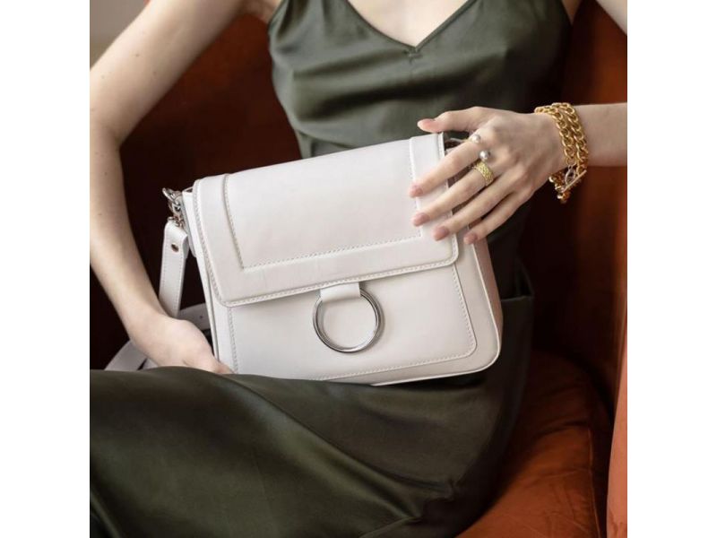 Женская кожаная сумка Jessie белая, фото 4