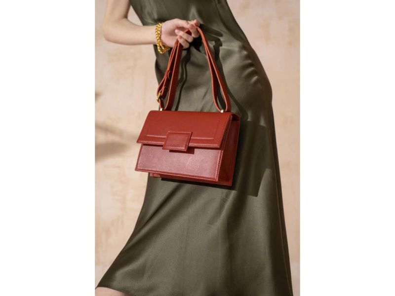 Женская кожаная сумка Kelly красная, фото 1