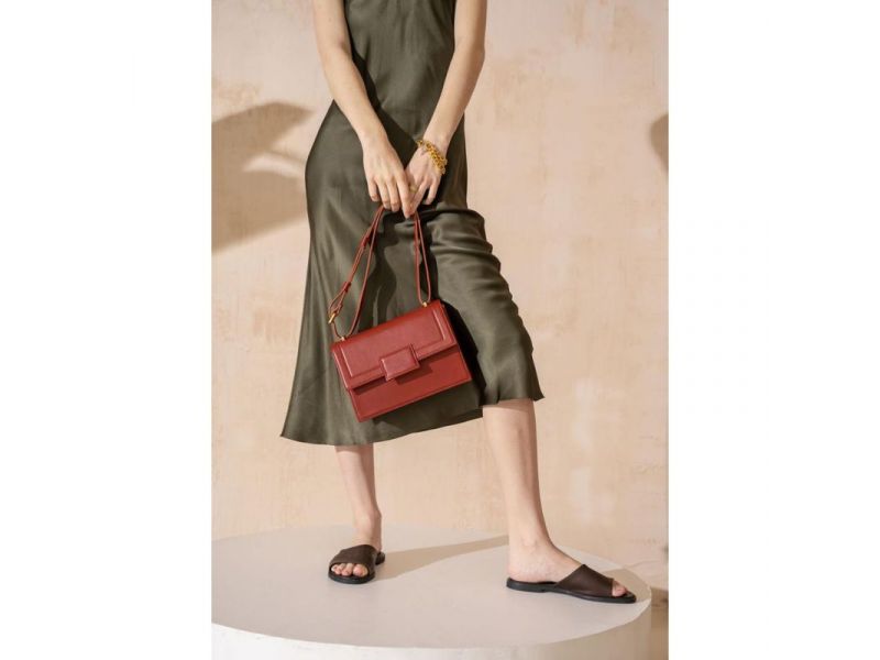 Женская кожаная сумка Kelly красная, фото 2