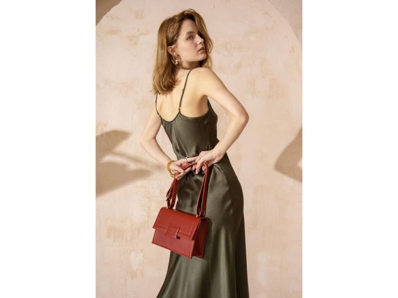 Женская кожаная сумка Kelly красная, фото 5