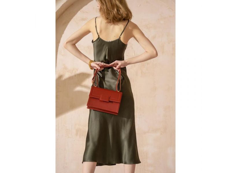 Женская кожаная сумка Kelly красная, фото 6