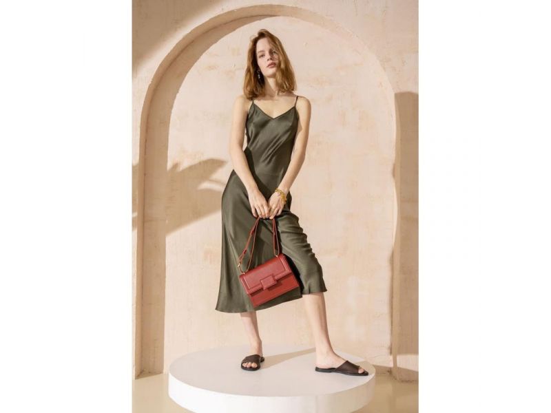 Женская кожаная сумка Kelly красная, фото 7