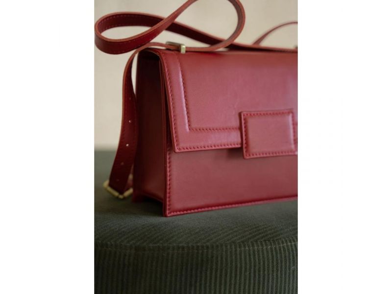 Женская кожаная сумка Kelly красная, фото 9