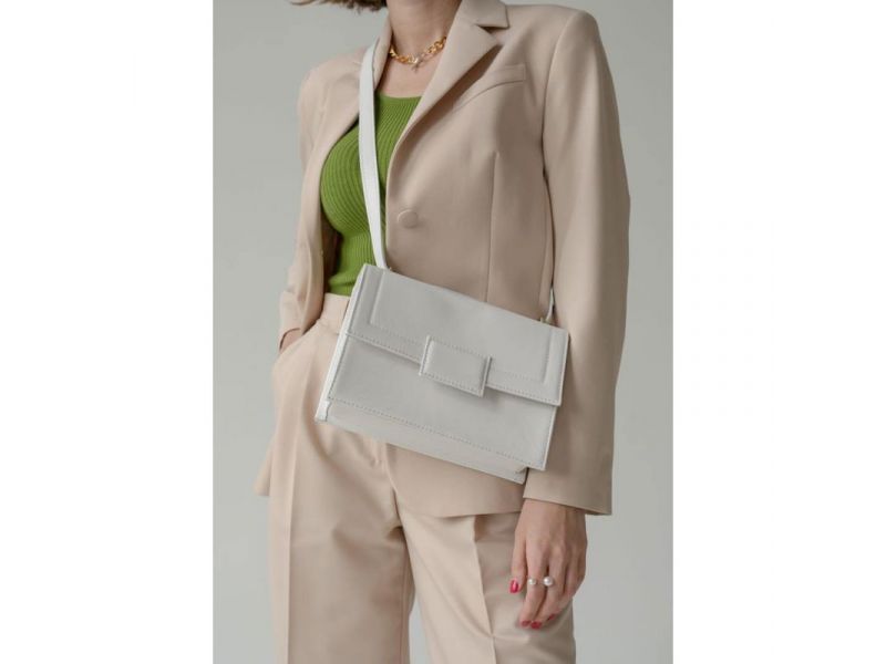 Женская кожаная сумка Kelly белая, фото 3