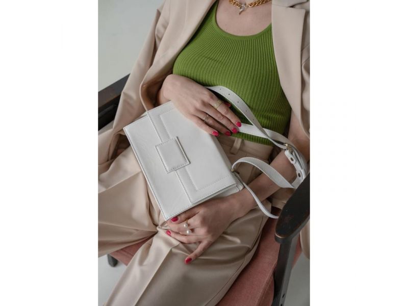 Женская кожаная сумка Kelly белая, фото 2