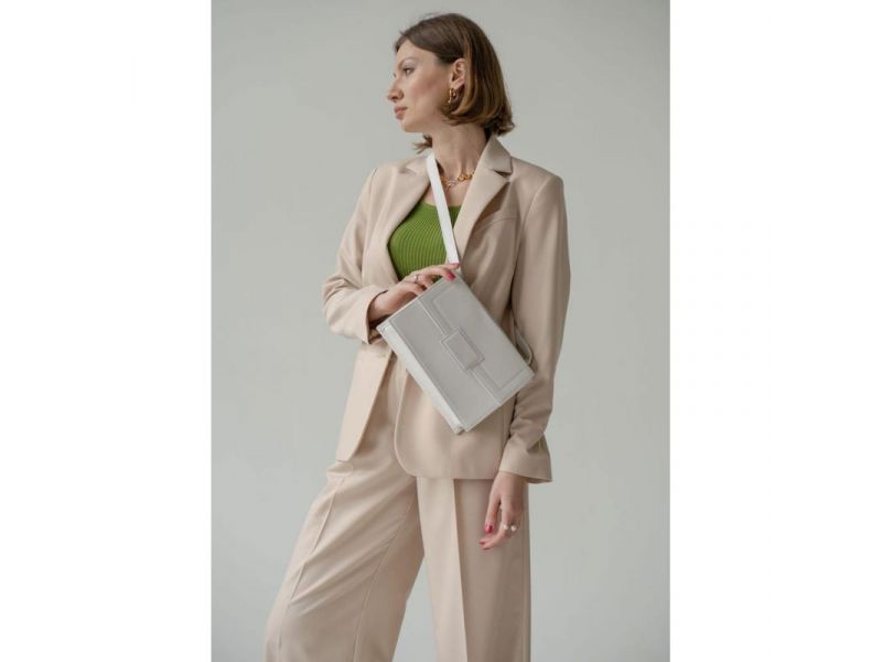 Женская кожаная сумка Kelly белая, фото 5