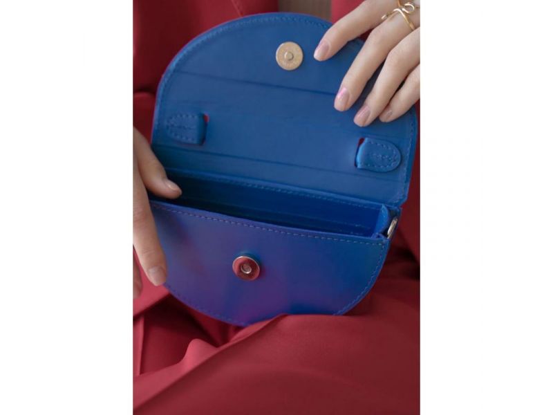 Женская кожаная мини-сумка Сhris micro ярко-синяя, фото 4