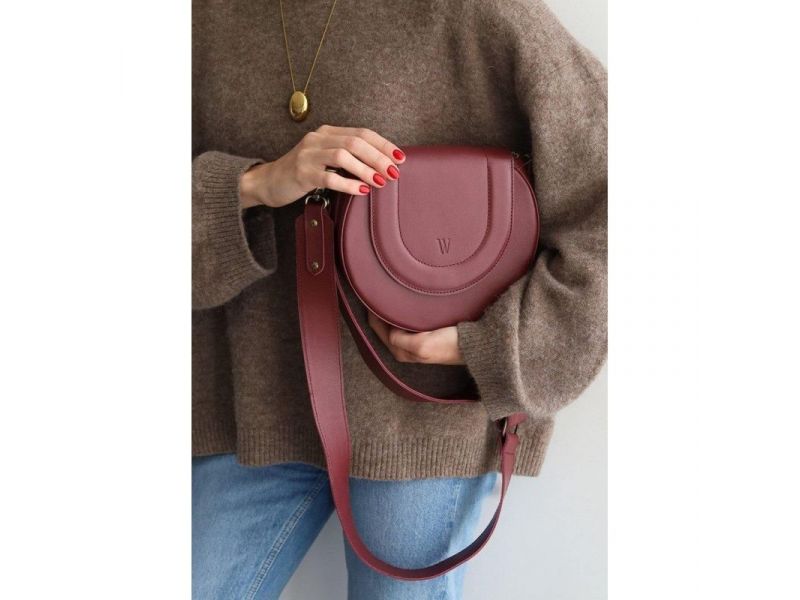 Женская кожаная сумка Mandy марсала, фото 3