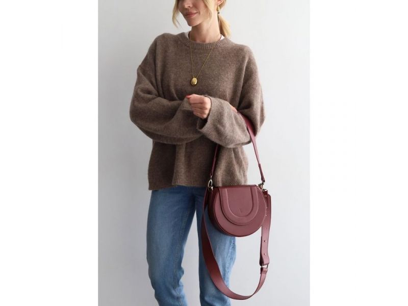 Женская кожаная сумка Mandy марсала, фото 5