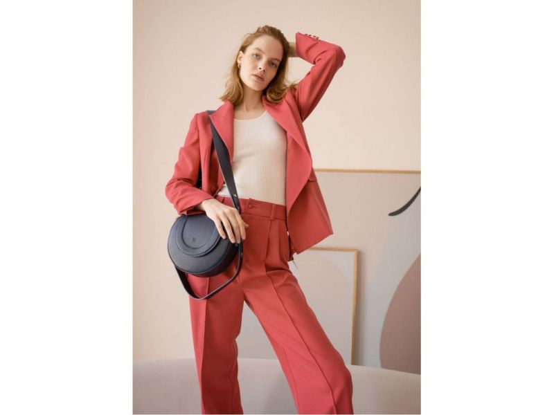 Женская кожаная сумка Mandy темно-синяя, фото 2