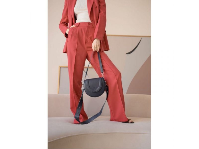 Женская кожаная сумка Mandy темно-синяя, фото 3