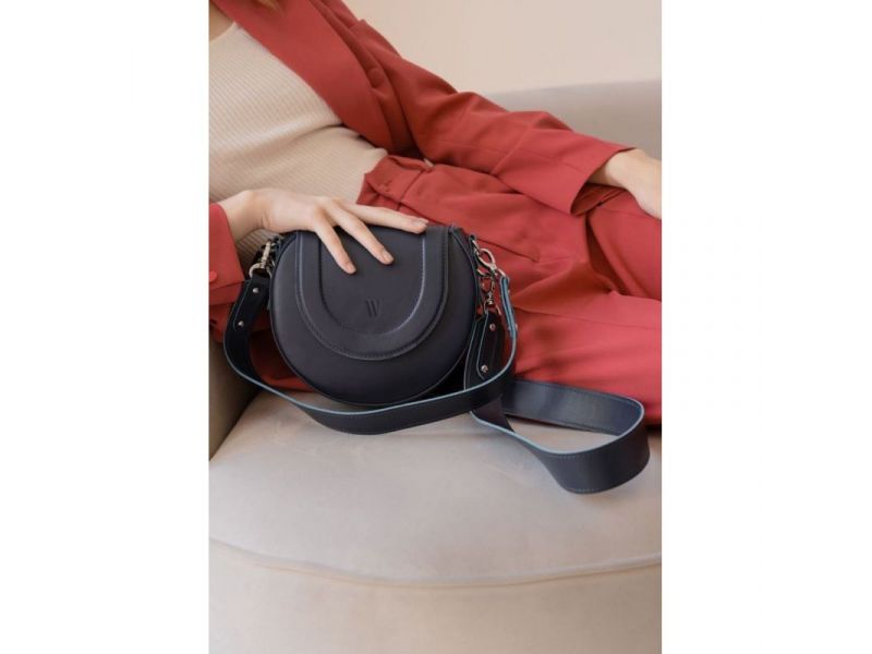 Женская кожаная сумка Mandy темно-синяя, фото 1