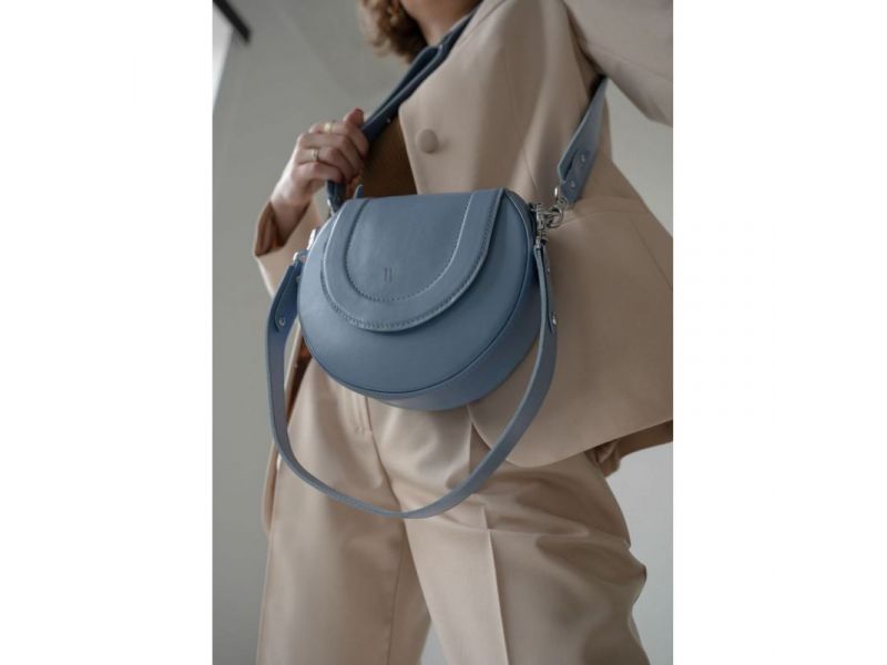 Женская кожаная сумка Mandy голубая, фото 1