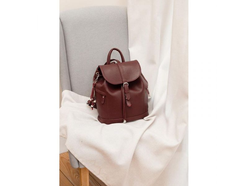 Кожаный женский рюкзак Олсен марсала, фото 6