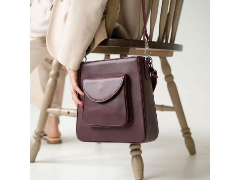 Женская кожаная сумка Stella марсала, фото 6